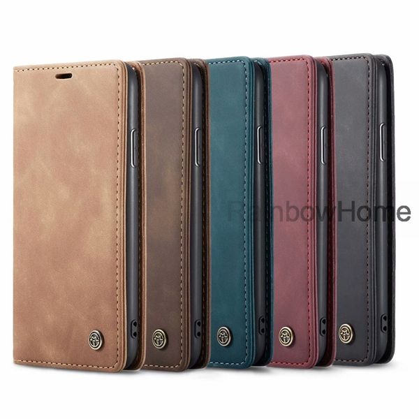 Casei Capa de Couro PU para iPhone 12 11 Pro Xs Max XR 8 7 6 Plus Samsung S21 S20 Ultra Note20 Magnética Flip Wallet Case