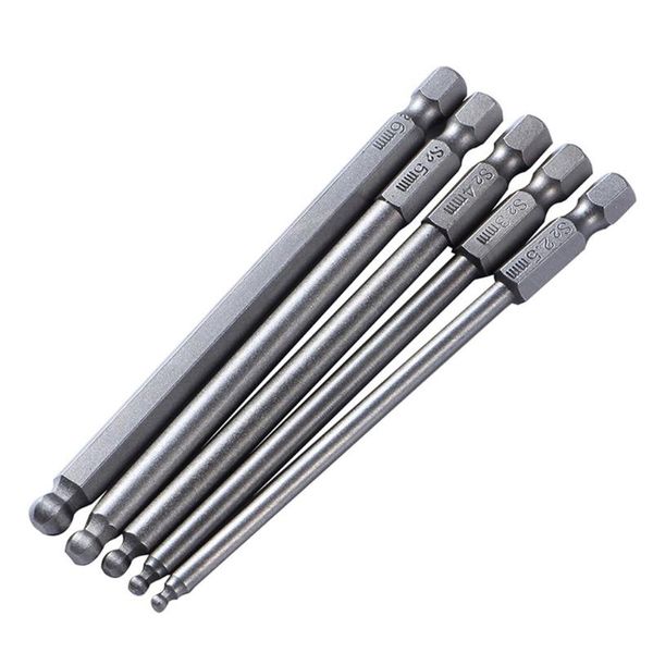 

5pcs/set 100mm magnetic screwdriver bits s2 steel ball end hexagon head hex screwdriver bits drill hand tool set for home