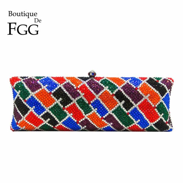

boutique de fgg разноцветные плед женщины кристаллические кошельки сцепления и сумки женские вечерние вечеринки ужин сумки свадебная свадебн