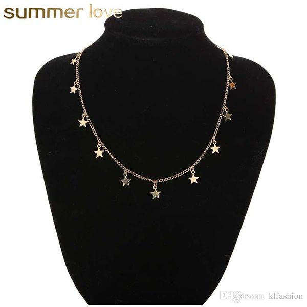 

новое прибытие бич стиль звезды луна цепи ожерелье для женщин сердце кристалл колье ожерелья подвески ювелирные аксессуары 2018, Silver