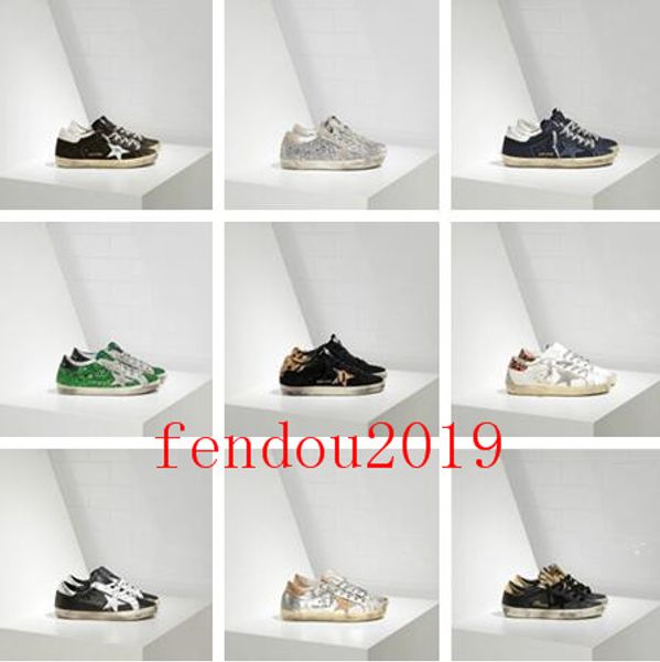 

2019 italy leather shoes sneakers goldens scarpe donna uomo homme femme sneakers francy cotton canvas and leather star size35-45, Black