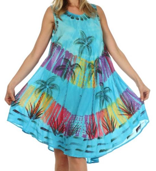 

sakkas palm tree tie dye caftan dress/cover up, Black;gray