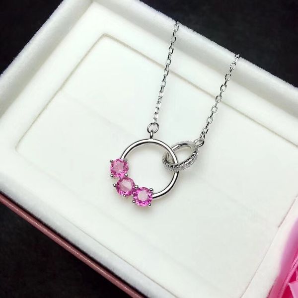 

uloveido natural pink tourmaline wedding pendant women 925 sterling silver gemstone anniversary necklace pendant for girl fn341