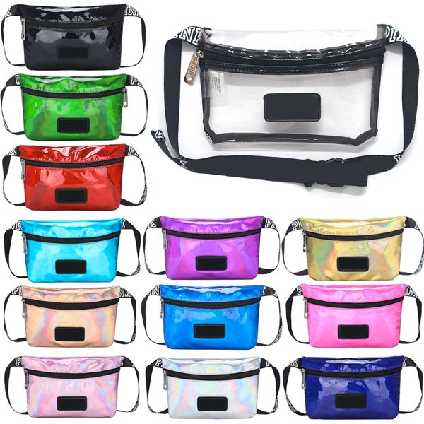 

Pink fanny pack tran parent wai t bag la er outdoor bag letter beach travel bag waterproof handbag pur e