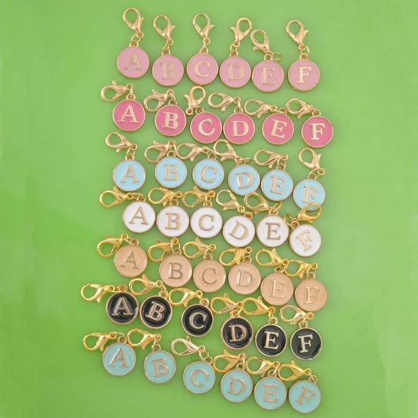 

metal diy lacquer enamel initial alphabet letter charms with lobster clasp pendants for bracelet/necklace/earring jewelry making, Bronze;silver