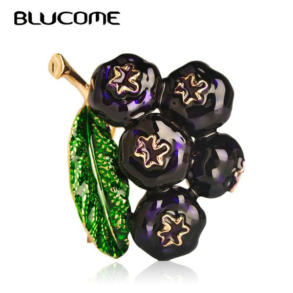 

blucome fashion dark blue enamel blueberry shape brooch women kids men cool gifts fruit brooches accessories team uniforms badge, Gray