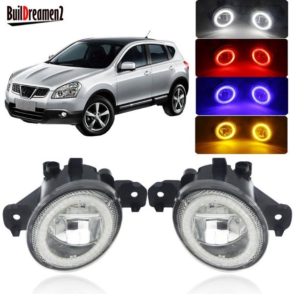 

2 pieces car led fog light angel eye daytime running light drl fog lamp 4000lm 12v high bright for qashqai 2007-2013