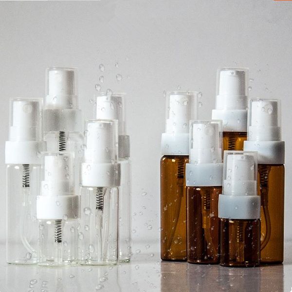 

5/10/15/20/30ml portable amber clear glass essential oil spray bottles ,lotion pump container refillable bottle f3670