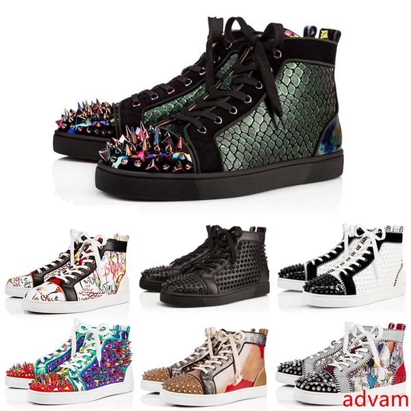 

новые дизайнерские туфли шипы chaussures красная замша кожа мужчины женщины плоские днища роскошные повседневные туфли модные кроссовки 36-4