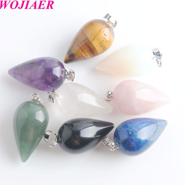 

wojiaer 5шт reiki healing маятников природные камни кулон amulet кристалл медитация капли воды pendulum мужчины женщины (без цепи) dbe902, Silver
