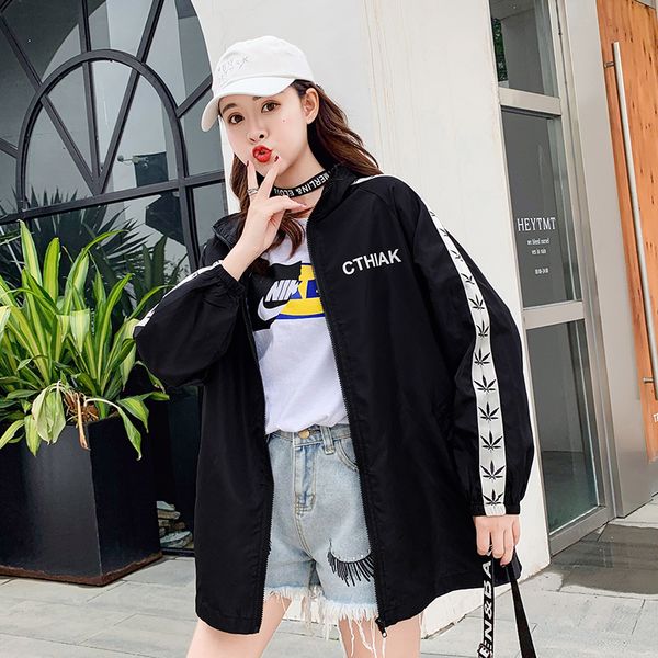 

harajuku womens japanese windbreaker 2019 spring autumn coats ladies long sleeve thin zipper bomber jacket female outwear, Black;brown