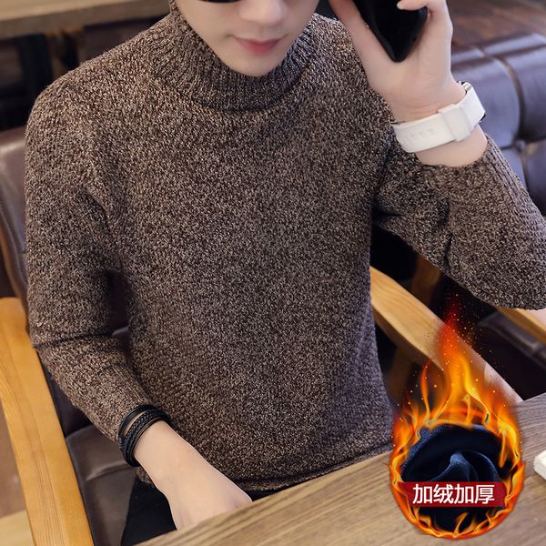 

black grey brown pullovers mens sweaters long sleeve winter turtleneck casual solid fashion new men sweater, White;black