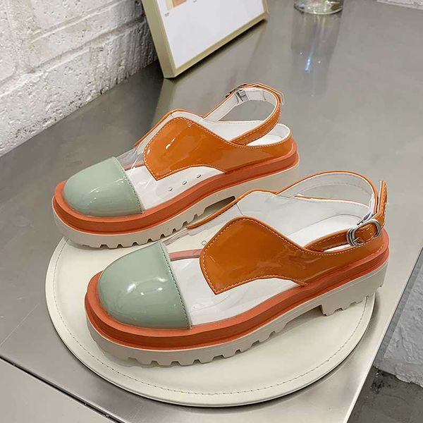 

women platform sandals buckle strap designers round toe wedges shoes for woman sport casual female chunky sandal gladiator 5cm, Black