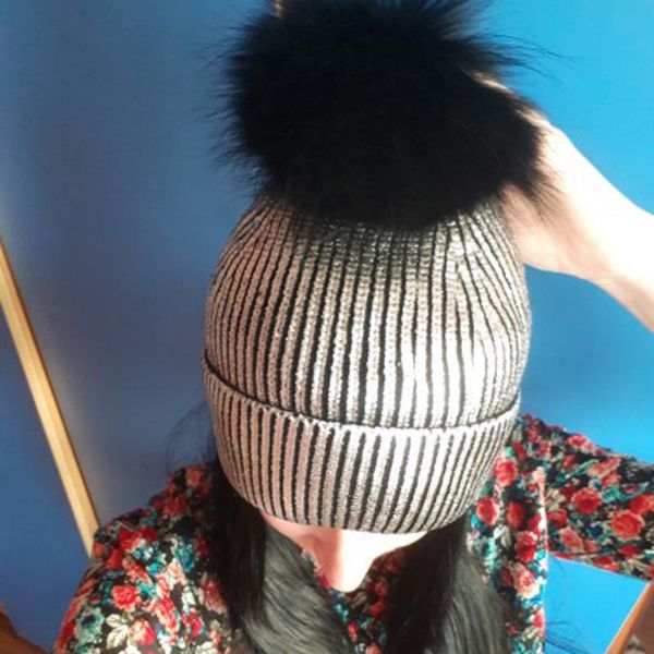 

fashion women hat warm ear velvet fluff ball crochet winter knit glittering caps beanies cold-proof breathable female simple, Blue;gray