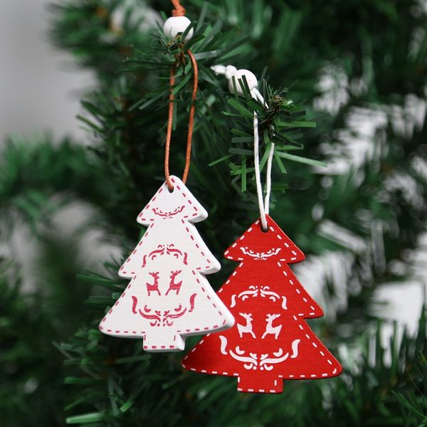 

12pcs xmas hanging wooden ornaments,decorations, red and white