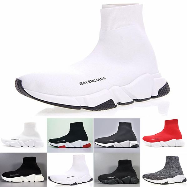 

дешевые дизайнеры скорость тренер повседневная обувь черный белый красный блеск плоские модные носки сапоги кроссовки модные кроссовки бегун