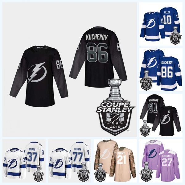 

Women Tampa Bay Lightning 2019 Stanley Cup Playoffs Jersey Nikita Kucherov Vasilevskiy Stamkos Point Johnson McDonagh Paquette