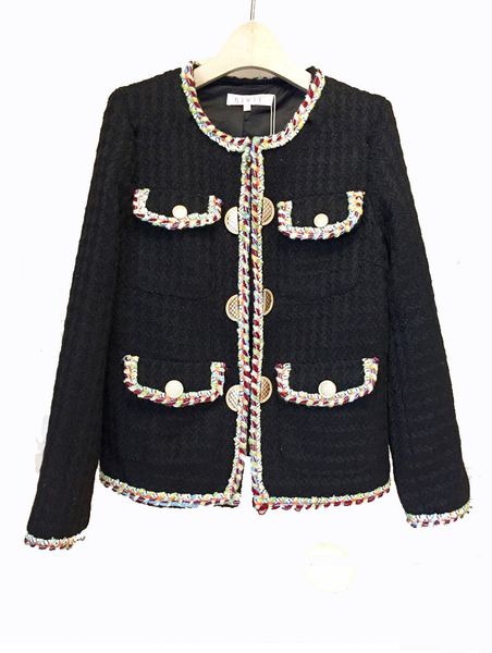 

2018 autumn winter vintage tweed jackets women short woolen white coats female korean streetwear slim warm outwear windbreaker, Black;brown