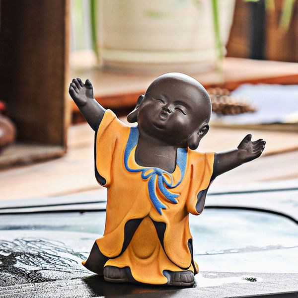 

1 pcs tea pets buddha ceramic buddhist monk figurine india purple sand tea pet small buddha statue monk figurine home decoration