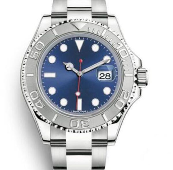 

New tyle 40mm automatic ilver tainle teel bracelet date men watche blue dial with rotatable bezel dot hour marker