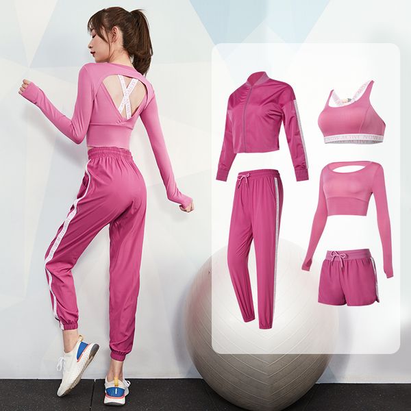 

vansydical gym sets running sweatpants backless yoga crop women fitness training suits 2-5 pcs active wear, Black;blue