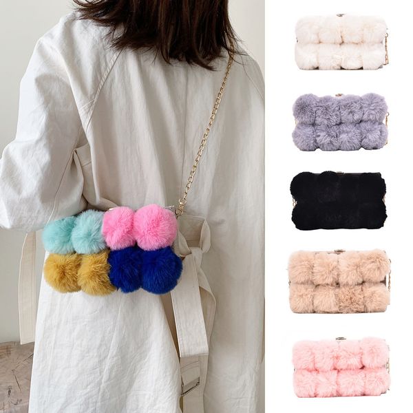 

bolsa feminina ins women winter plush chain bag shoulder crossbody bag messenger luxury handbags women bags designer
