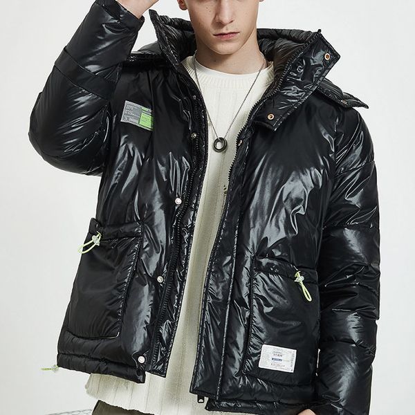 

mens designer down coat luxury badge sticker thick clothes brand casual warm hooded jackets winter outdoor streetwear clothes, Black