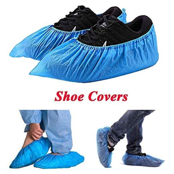 

100pcs disposable plastic thick outdoor rainy day carpet cleaning shoe cover blue waterproof shoe covers sale, White;pink