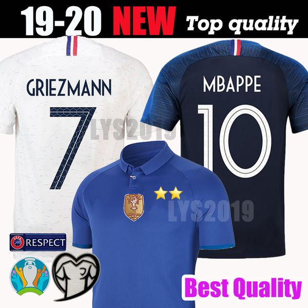 

french jersey 2020 thai quality 100th anniversary mbappe griezmann pogba soccer jersey football shirts maillot de foot, Black;yellow