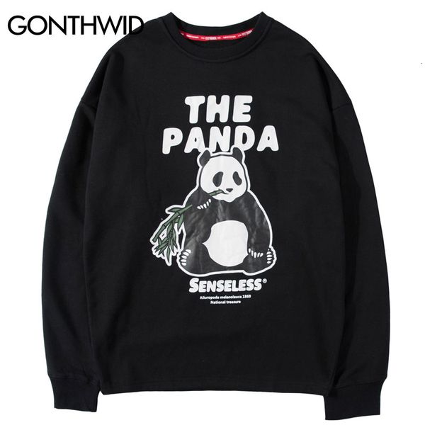GONTHWID Chinesischen Panda Print Langarm Sweatshirts Männer Hip Hop Hipster Pullover Hoodies Trainingsanzug Streetwear Fashoin Männlich Tops V191105