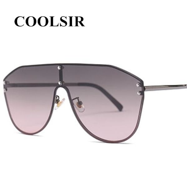 

coolsir 2019 fashion cool shield style rivets sunglasses vintage gradient brand design sun glasses, White;black