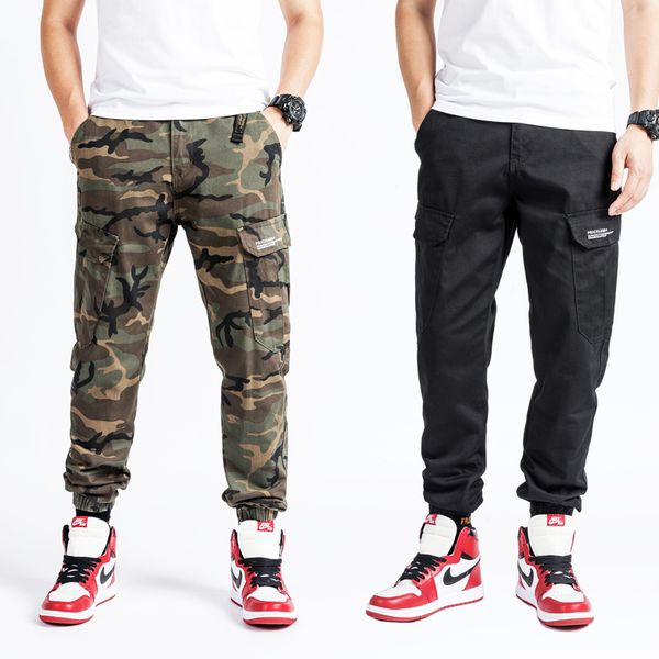

fashion streetwear men jeans camouflage harem trousers big pocket cargo pants slack bottom hip hop joggers pants men, Blue