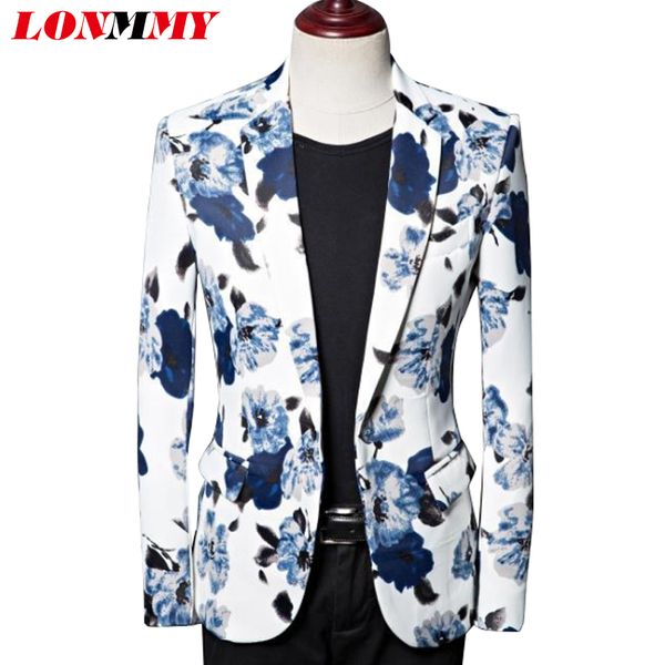 

lonmmy blue flower blazer men stage costume homme hip-hop floral mens blazer jacket tuxedos formal wear men suit 2018 clothing, White;black