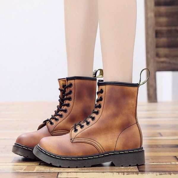 

men ankle boots matin shoes male man lace up vintage pu low heels shoe men's autumn warm booties sapato feminino chaussurec01908, Black