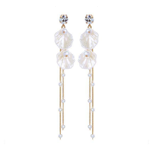 

new arrival romantic korean acrylic pearl resin tassel earring for women handmade wholesale appointment date gift earring, Silver