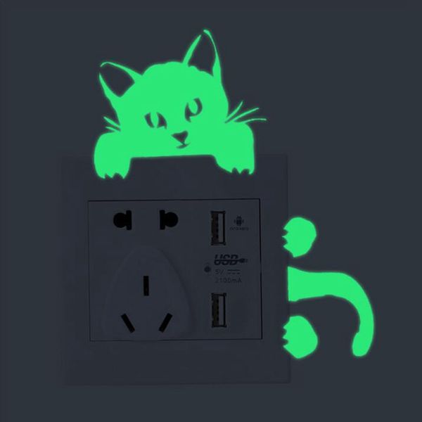 

cute luminous switch sticker creative kitten cat luminous noctilucent glow switc