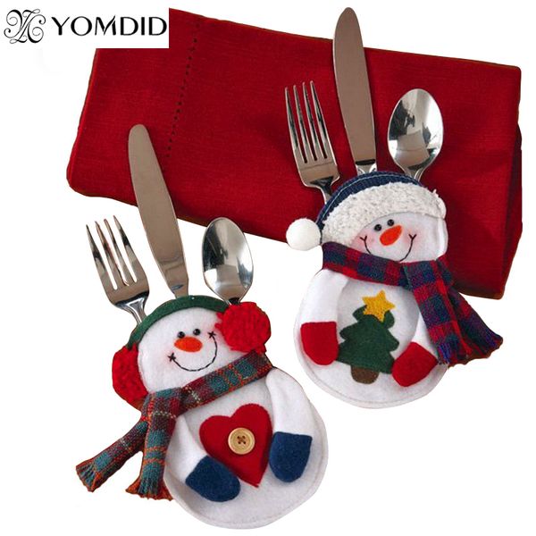 

8pcs christmas decorations snowman silverware holders christmas ornaments for tables new year home decor