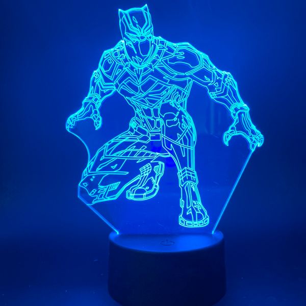 

marvel superhero black panther action figure 3d led night light for office room decor nightlight gift for kids child table lamp
