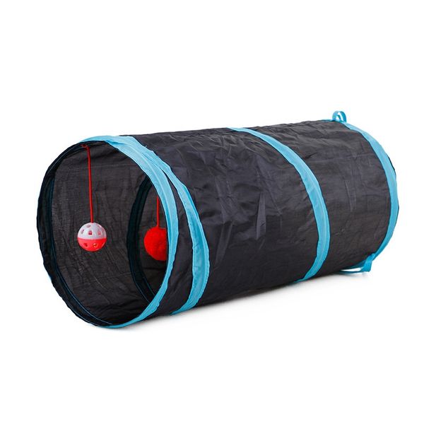 

pet cat tunnel 2 holes play tubes balls collapsible crinkle kitten toys puppy ferrets play dog tunnel tubes black