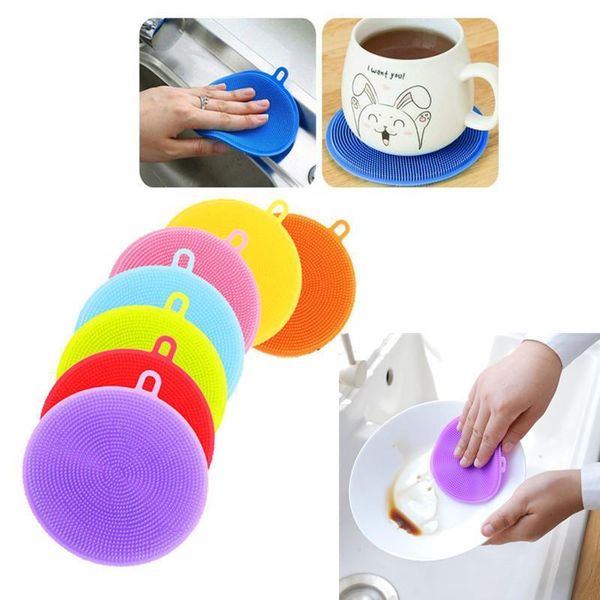 

dish washing scrubber silicone bowl cleaning brush cloth scouring pad pot pan wash kitchen cleaner dishwashing sponge 2020