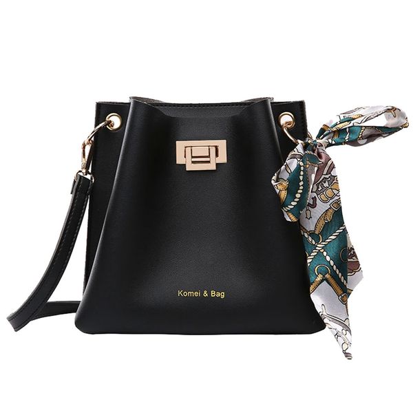 

fashion punk stylish barrel shoulder bag with tie ribbon women's bag women's bucket shoulder diagonal fine printed scarf