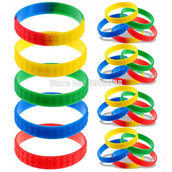 

1pc buiding block silicone wristband bracelet ing, Golden;silver