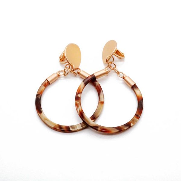 

round resin simple design clip earring, Silver