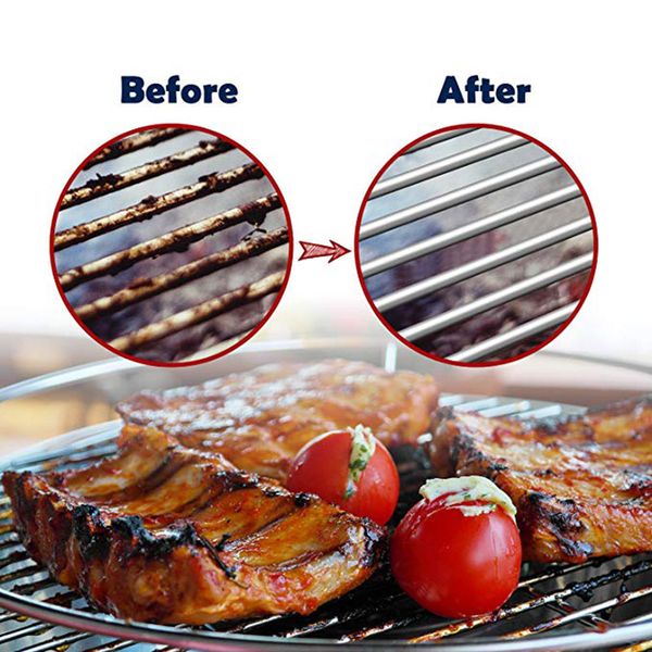 

2019 new stainless steel barbecue grill cleaner brush three wire spring with handle durable non-stick cleaning brushes outdoor bbq cleantool