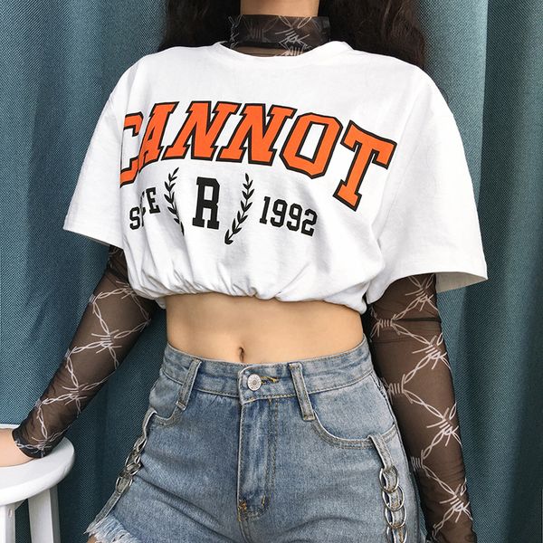 

женщины летняя одежда new стилист улица хип-хоп printed waistless tshirts женщин лета sexy тис топы с коротким рукавом свободные футболки, White