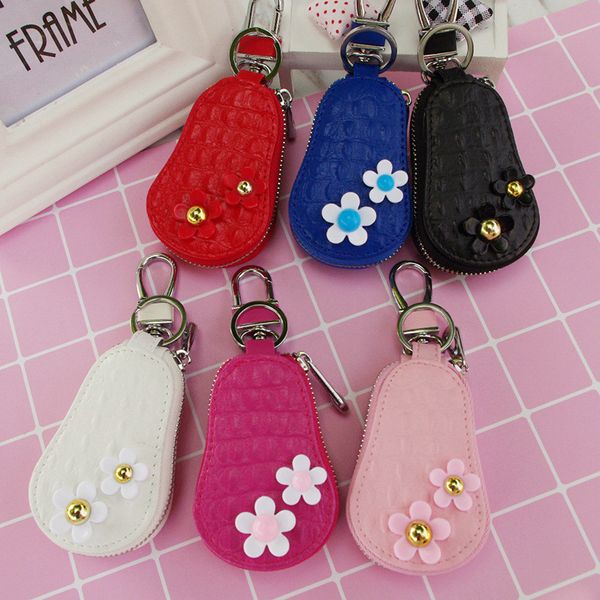 

leather water drop style flower key case for car auto key wallet holder vehicle accessories ring chain cnyowo