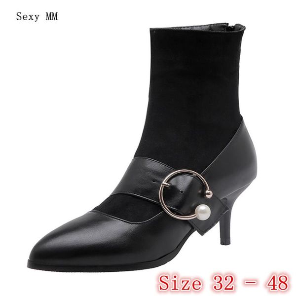 

spring autumn high heels women ankle boots high heels shoes woman short boots small plus size 32 33 - 40 41 42 43 44 45 46 47 48, Black
