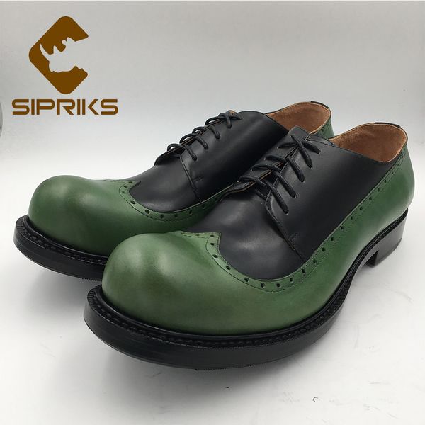

sipriks hand-painted green calf leather dress shoes for men elegant black wingtip shoes retro carved brogue goodyear welted shoe
