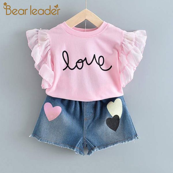 

bear leader girls clothing sets 2020 new summer girls clothes sleeveless t-shirt+shorts 2pcs kids clothing sets for 3-7 years y200623, White