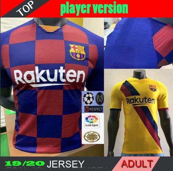 

Player ver ion 2019 2020 home away occer jer ey 19 20 occer hirt cu tomized football uniform, Black;yellow